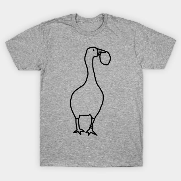 Goose Steals Easter Egg Minimal Line Drawing T-Shirt by ellenhenryart